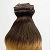 Натуральне Європейське Волосся на Заколках 40 см 120 грам, Омбре №02-06, фото 5