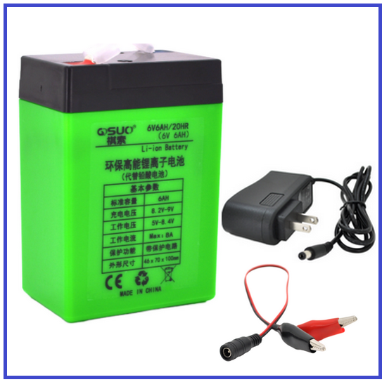 Акумуляторна батарея літієва QSuo 6V 8Ah з елементами Li-ion 18650 (70X46X100) + зарядний пристрій