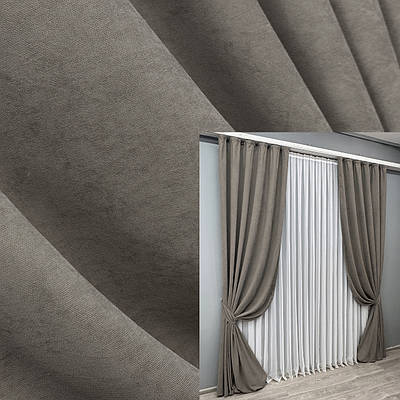 Комплект штор (2шт. 1,5х2,95м.) мікровелюр, колекція "Petek YL". Колір сіро-коричневий. Код 1710ш 33-0605