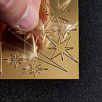 Дзеркальні золоті наклейки пластикові зірки від 2 до 14,9 см 42 шт набір Б336, фото 5
