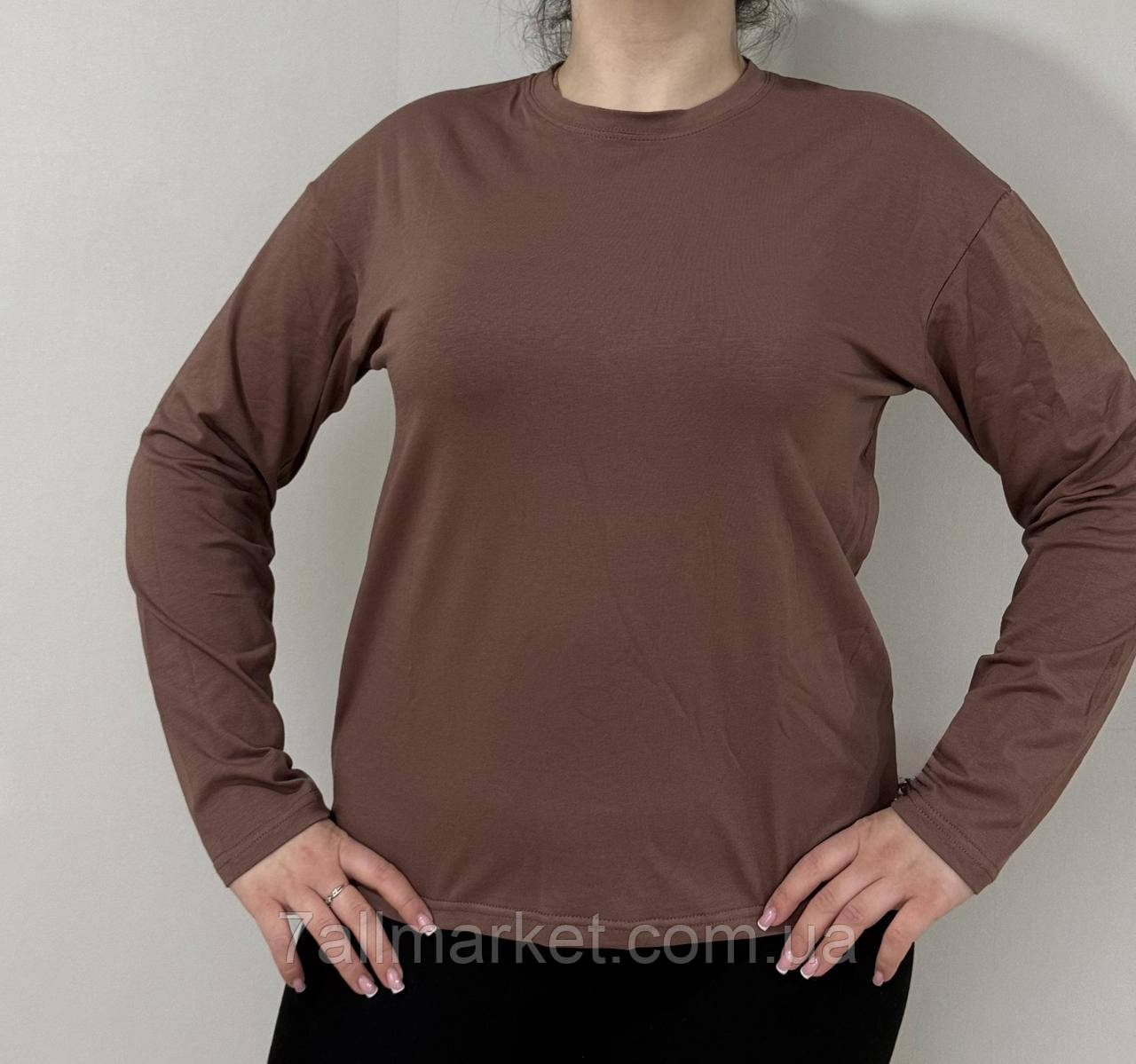 Лонгслів жіночий однотонний кулір розмір 42-56 (7кв) "DORA" купити недорого від прямого постачальника