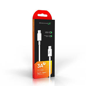 Кабель Grand-X USB Type-C - USB Type-C 20W, 1м, White, фото 3