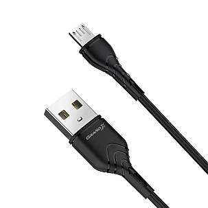 Кабель Grand-X USB-micro USB PM-03B 3A, 1m, CU, Fast Сharge, Black, BOX, фото 3