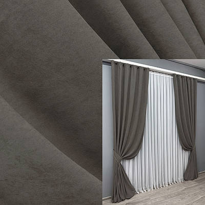 Комплект штор (2шт. 1,5х2,95м.) мікровелюр, колекція "Petek YL". Колір темно-сірий. Код 1711ш 33-0604