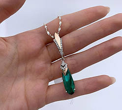 Підвіс срібний з турмаліном та білими фіанітами Сабріна