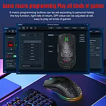 Ігрова безпровідна мишка HXSJ Т66 Black з RGB підсвіткою Акумуляторна, фото 4