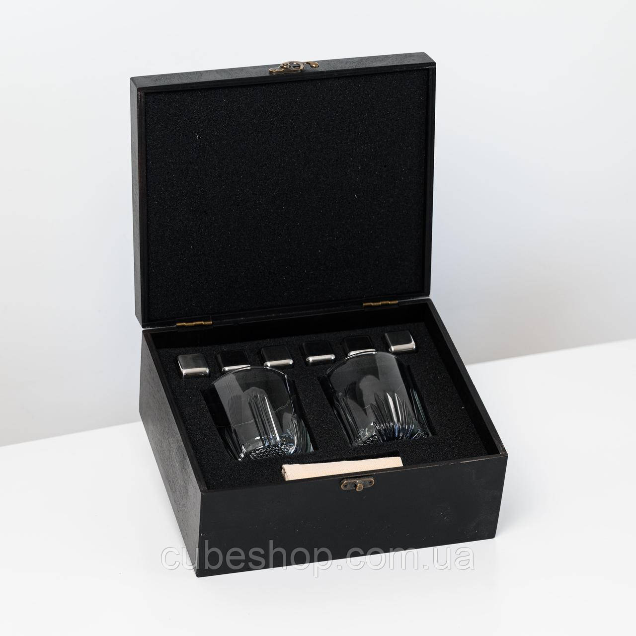 Набір для віскі "Сталевий №2 Selecta" (2 склянки, 6 кубиків для віскі, щипці)