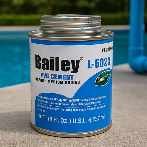 Клей для труб ПВХ Bailey L-6023 прозорий 237 мл, фото 1