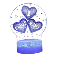 3D Нічник у формі серця з написом I Love You Приліжкова лампа LED 7 кольорів світіння