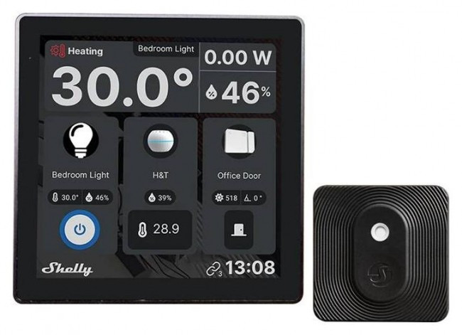 Shelly Wall Display WiFi/BLU (Black) + BLU H&T (Black)
