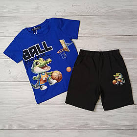 Літній трикотажний комплект для хлопчика шорти та футболка з драконами