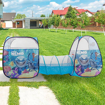 Ігровий намет з тунелем 270х92х92 см в сумці Збірний тканевий будиночок Дитячий шатер лабіринт легко миється