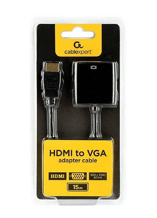 Адаптер Cablexpert HDMI — VGA V 1.4 (M/F) 0.15 м Black (A-HDMI-VGA-04), фото 1