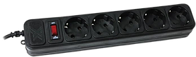 Мережевий фільтр Maxxter 1.8м чорний (SPM5-G-6B)