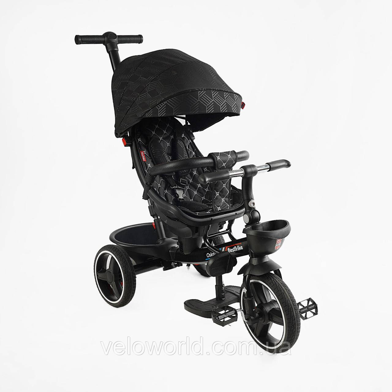Велосипед триколісний BestTrike "Oscar" поворотне сидіння, складне кермо, колеса з прогумованим PU, кошик, телескопічна ручка