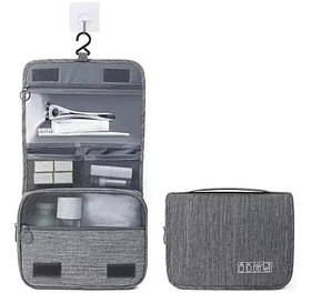 Дорожня сумка для ванної туалетного приладдя косметичка органайзер для подорожей Gray KT6011403