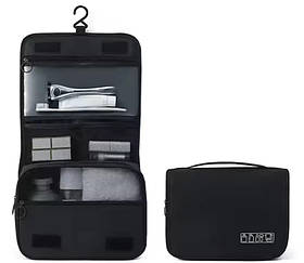 Дорожня сумка для ванної туалетного приладдя косметичка органайзер для подорожей Black KT6011402