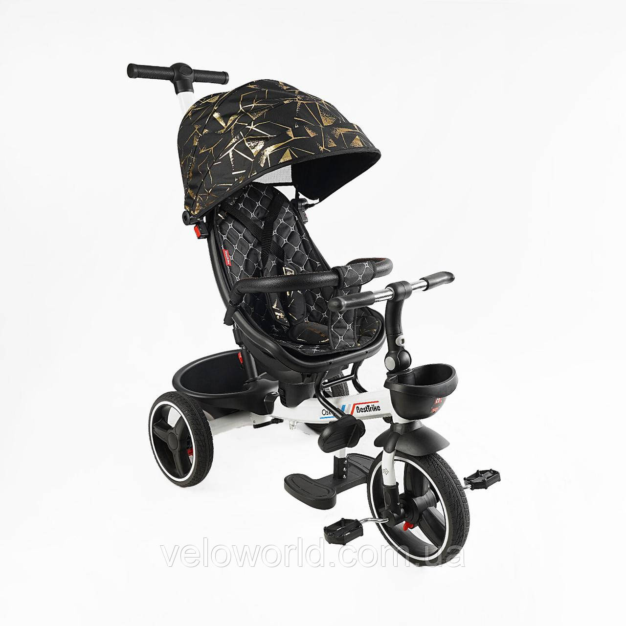 Велосипед триколісний BestTrike "Oscar" поворотне сидіння, складне кермо, колеса з прогумованим PU, кошик, телескопічна ручка