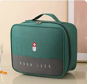 Аптечка зелена дорожня туристична 20х25х13 см органайзер-сумка для зберігання ліків Solve KT6010901