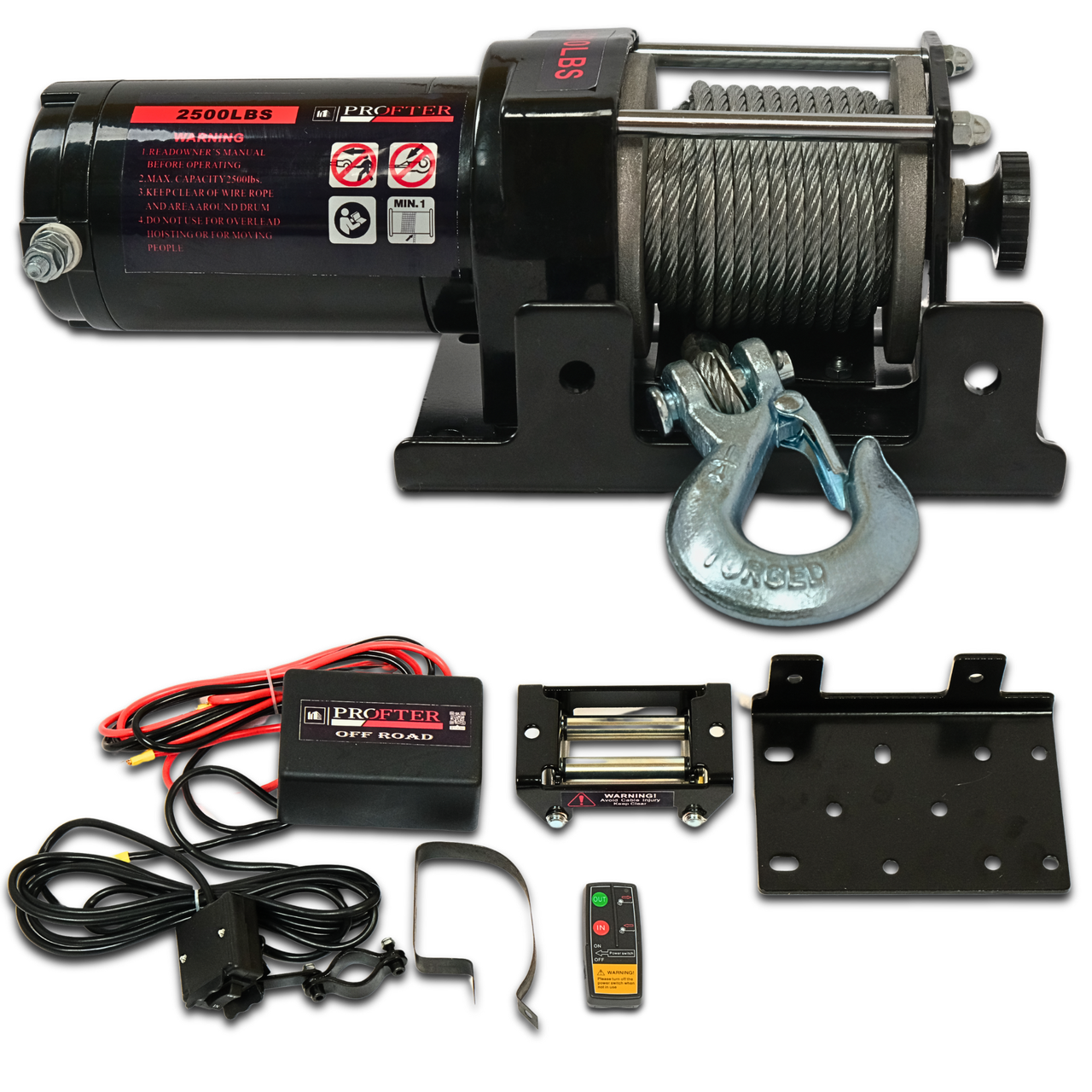 Компактна лебідка Profter 2500 LBS (1133 кг) 12V для автомобілів