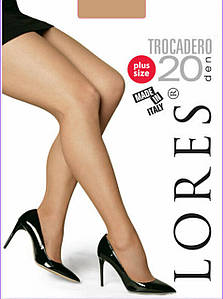 Колготки 20 ден з шортиками великого розміру Lores Trocadero 20 чорні бежеві розмір 6