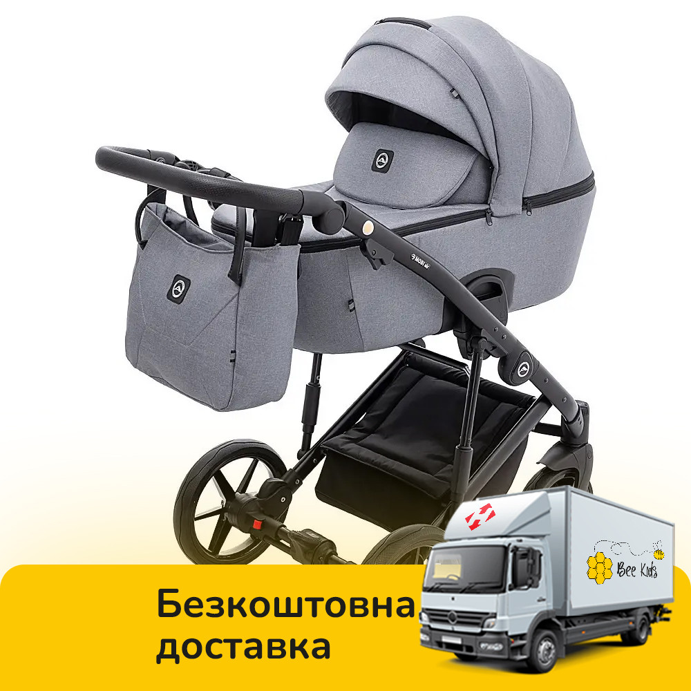 Коляска універсальна 2в1 Adamex Mobi Air Thermo New TIP TK-60 (сумка, кошик, чохол на ніжки) Сіра, фото 1