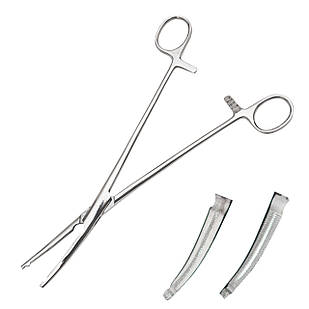 Затискач по Heaney-Ballentine  жорсткий для вагінальних операцій зігнутий №1 SURGIWELOMED Довжина 21,9 см