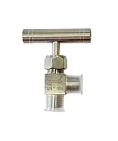 Кран голчастий 1/4 кутовий папа + сталева ручка, СТАЛЕВИЙ