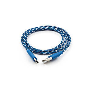 Дата кабель USB 2.0 AM to Micro 5P 1m flat nylon blue Vinga, фото 3
