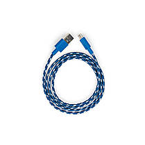 Дата кабель USB 2.0 AM to Micro 5P 1m flat nylon blue Vinga, фото 5