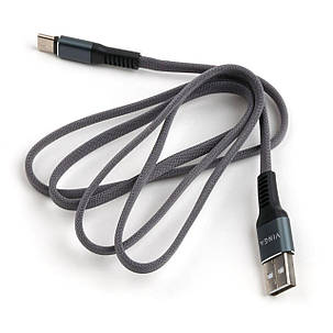 Дата кабель USB 2.0 AM to Type-C 1m flat nylon gray Vinga, фото 3