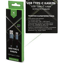 Дата кабель USB 2.0 AM to Type-C 1m flat nylon gray Vinga, фото 5