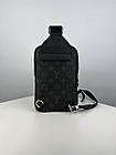 Сумка слінг чоловіча шкіряна  LV monogram 22см бананка через плече хлопцю луї вітон для телефону та дрібниць, фото 6