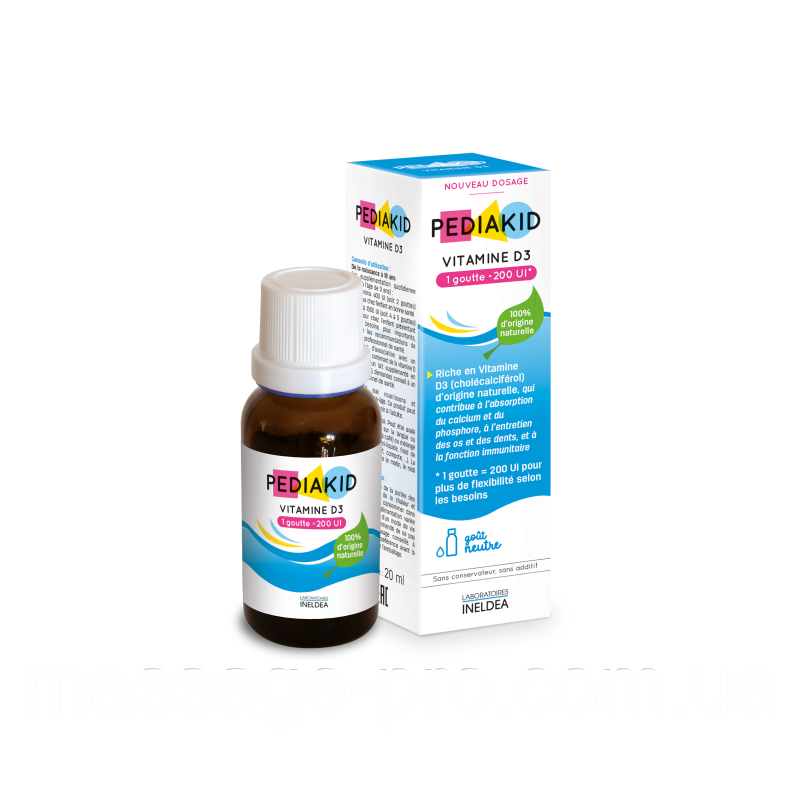 Вітамін Д3 Pediakid Vitamine D3 від 0 міс. 20 мл Дитячі краплі вітамін д Рідкий вітамін д3 для дітей