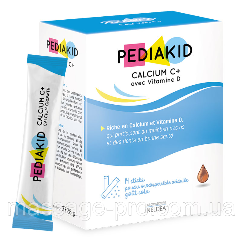 Стік Кальцій С+ та Вітамін D3 Pediakid Calcium C+ від 3 років 14 шт Вітаміни для дітей 3 роки Дитячі вітаміни
