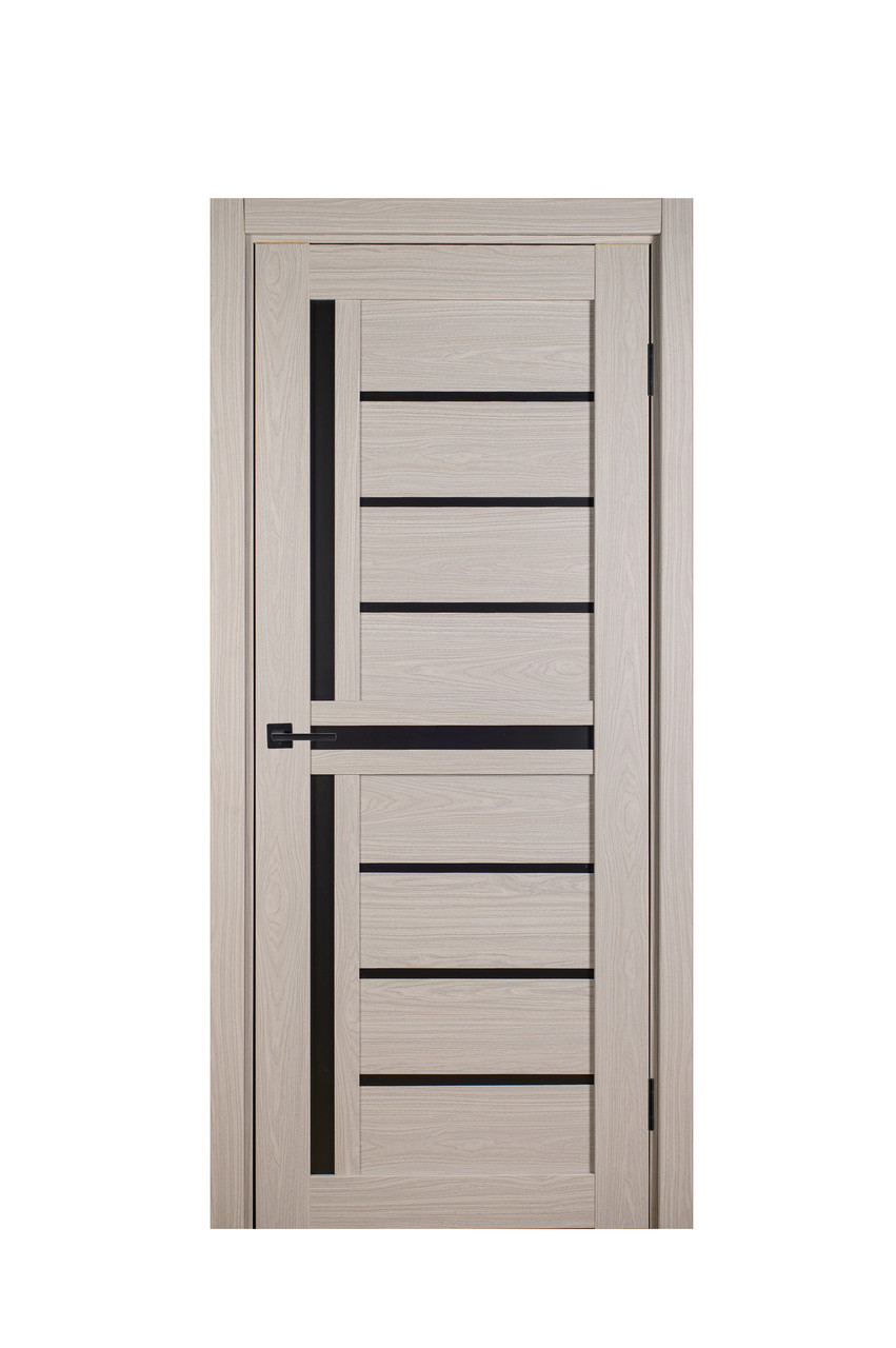 Двері Sun Doors Діана New Дуб димчастий + Чорне скло 80*200 см Міжкімнатні двері зі скляними вставками