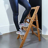 Дерев'яна драбина на 3 сходинки з вільхи, розкладна та зручна у використанні горіх темний, фото 4