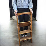 Дерев'яна драбина на 3 сходинки з вільхи, розкладна та зручна у використанні горіх темний, фото 5