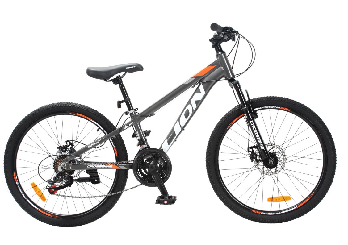 Велосипед CrossBike 24" Lion 2025 Рама 12" grey-orange