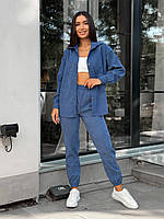 Жіночий костюм: сорочка, джогери мікро вельвет S/M , L/XL