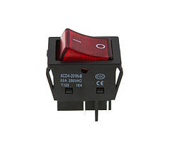 Кнопка KCD4-201N-B (250V, 30A, 4 контакти), з підсвіткою