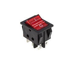 Кнопка QY604-201N (аналог KCD4) широка (250V, 15A, 6 контактів)
