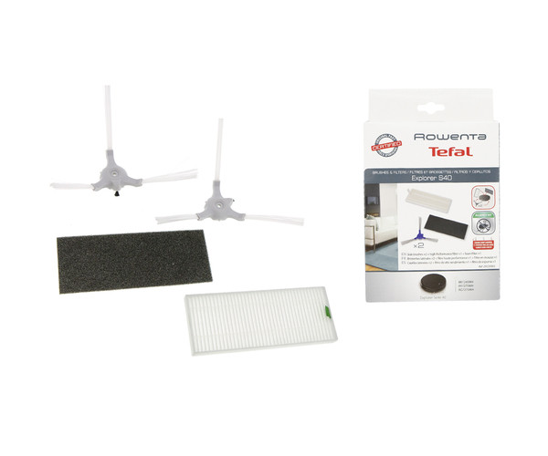 Комплект бічних щіток (2 шт) + фільтрів (2 шт) для робота-пилососа Rowenta Explorer Serie 40 - ZR720002 / ZR690101