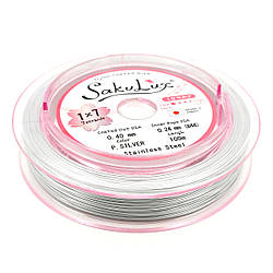 Ювелірний трос SakuLux (Flexy7) Японія 0,40 мм 1 м Сріблястий