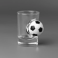 Набір чарок "Футбол" 6 штук з художніми вставками на дерев'яній підставці та подарунковій коробці, фото 3