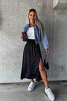 Женская легкая юбка свободного кроя с разрезами американский креп 42-44, 46-48, 50-52