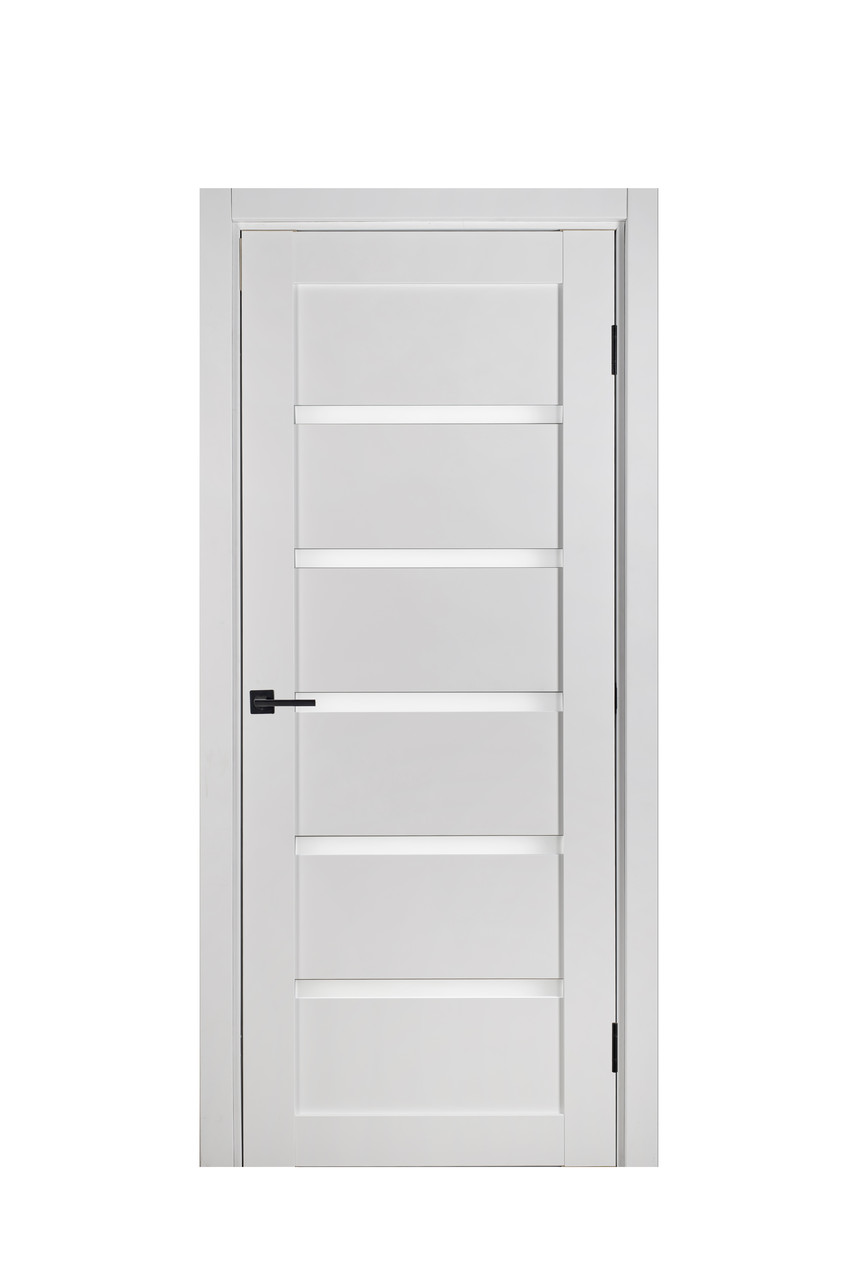 Двері Sun Doors Ліннея New Білий мат + Скло сатин 80*200 см Стильні білі двері Двері для дому