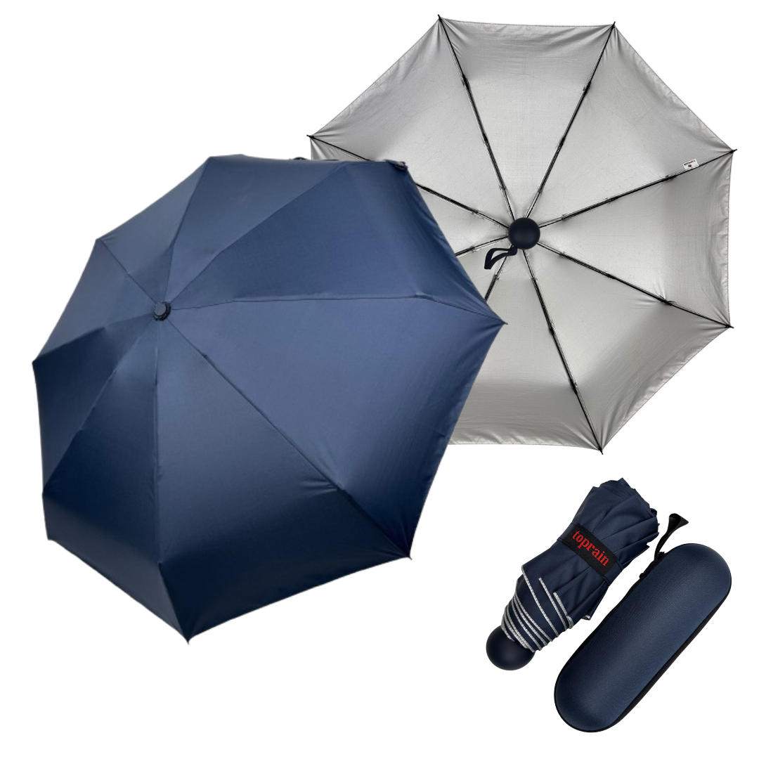 Кишенькова жіноча механічна міні-парасолька у футлярі від Toprain, темно-синій, 0741-5, фото 1