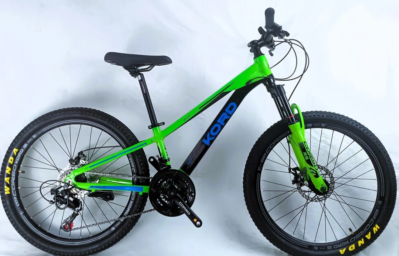 Велосипед підлітковий спортивний 24" Corso Kord KD-41070 чорно-зелений на зріст 120-135 см