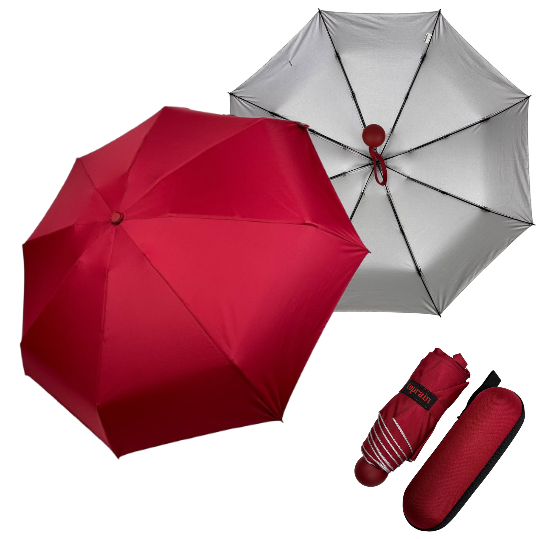 Кишенькова жіноча механічна міні-парасолька у футлярі від Toprain, червоний, 0741-7